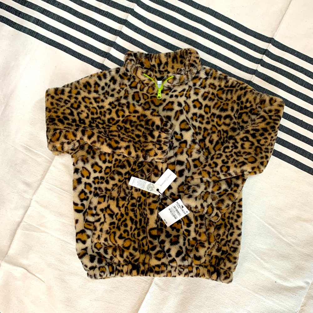 Treasure and bond fur zip up coat